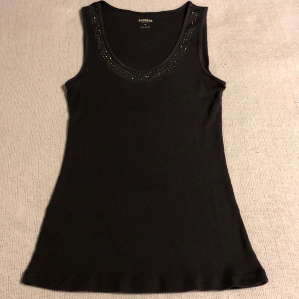 Express Sexy Basic Ribbed Rhinestone Tank Top - M - Picture 12 of 13